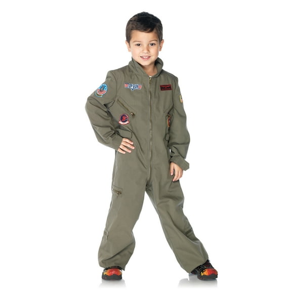 Leg Avenue Top Gun Flight Suit Fancy-Dress Costume for Boys with Patches for Children, Small 4-6
