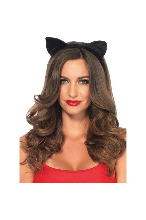 Velvet Black Cat Ear Headband Halloween Costume Accessory