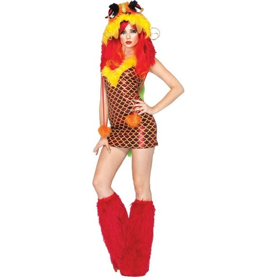 Leg Avenue Women's 2 Piece Emperial Dragon Costume, Red, Medium/Large