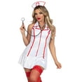 thumbnail image 1 of Leg Avenue Women's 3 Pc Sexy Nurse Halloween Fancy-Dress Costume for Adults, White, S-M, 1 of 5