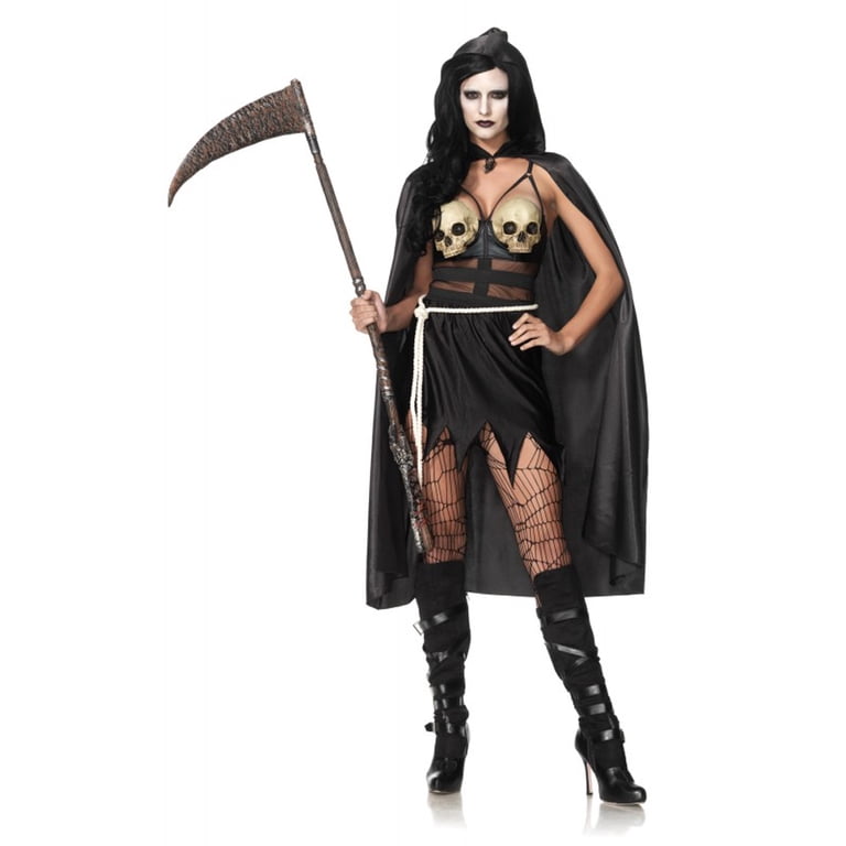 Leg Avenue Women's 3 Piece Death Dealer Grim Reaper Costume, Black