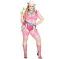 thumbnail image 1 of Leg Avenue Women's 4 Pc Space Cowgirl Costume with Crop Top, High Waist Bottoms w/ Attached Chaps, Belt, Neck Bandana, 1 of 1