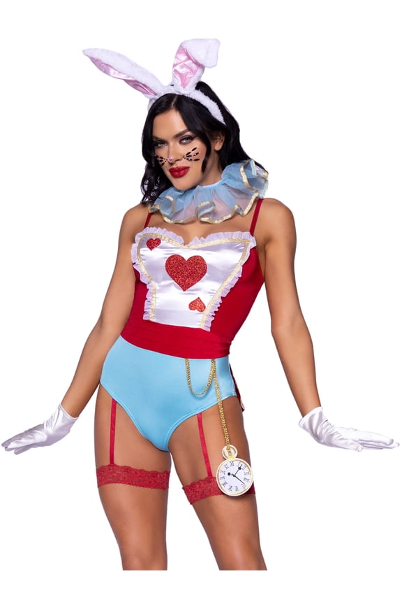 Women's 4 Piece White Rabbit Costume Set