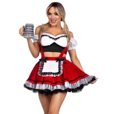 Leg Avenue Women's Beerfest Babe Halloween Costume, Red/Black, Large