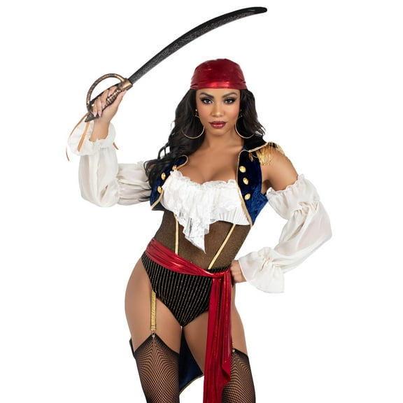 Leg Avenue Women's Buccaneer Beauty Pirate Halloween Costume, Multicolor, Large