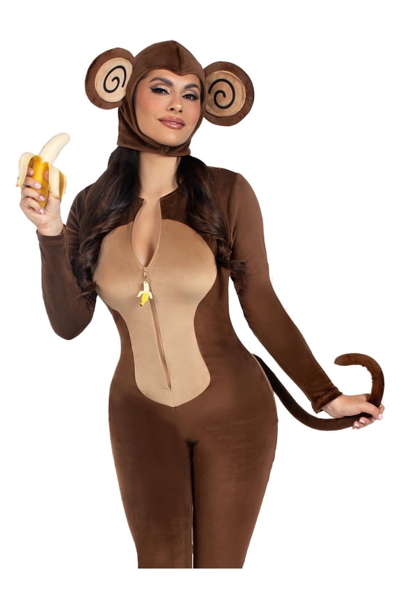 Women's Cheeky Monkey Halloween Costume, Brown, Large