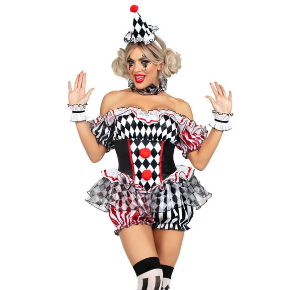 Leg Avenue Women's Darling Harlequin Clown Halloween Costume, Multicolor, Medium