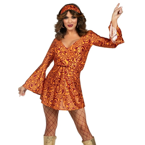 Leg Avenue Women's Disco Doll Halloween Costume, Orange, X-Large