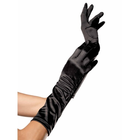 Leg Avenue Women's Elbow Length Satin Gloves, Black, One Size
