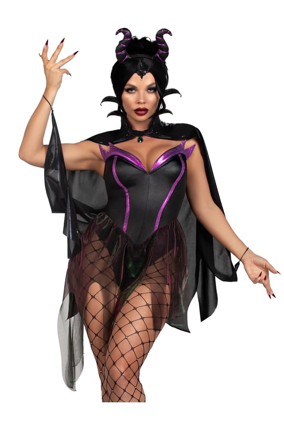 Women's Evil Enchantress Halloween Costume, Black/Purple, Medium