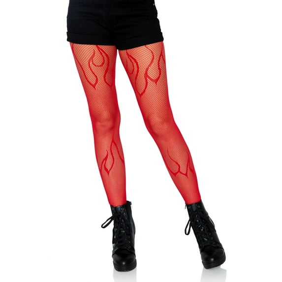 Leg Avenue Women's Flame Fishnet Tights, Red, One Size