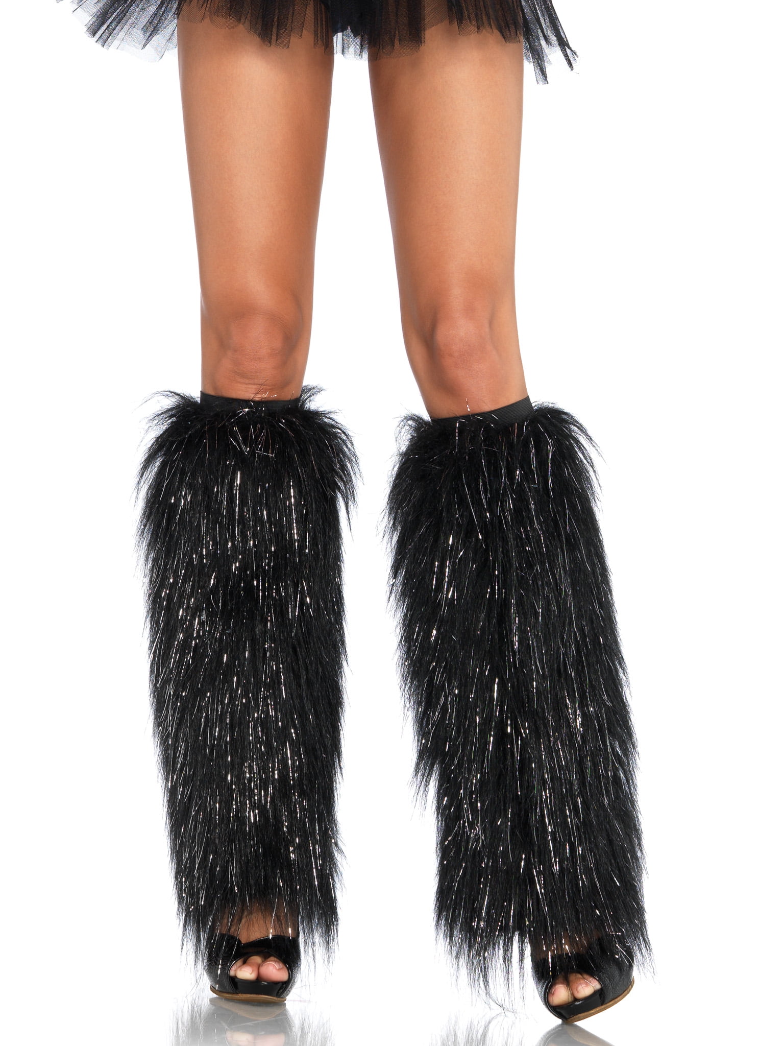Adult Women's Furry White Leg Warmers main image 0