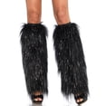 thumbnail image 1 of Leg Avenue Women's Furry Shimmer Leg Warmers, Black/Silver, One Size, 1 of 4