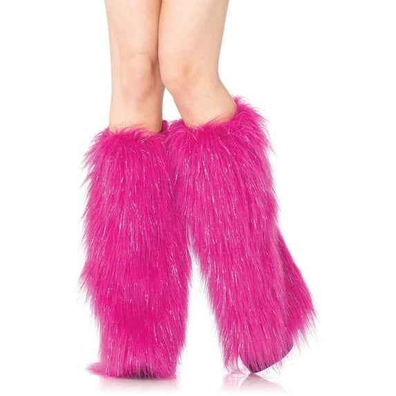 Leg Avenue Women's Furry Shimmer Leg Warmers, Pink/Silver, One Size