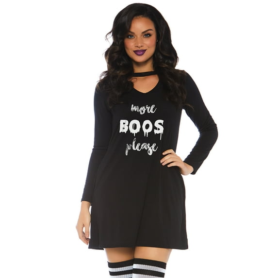 Leg Avenue Women's More Boos Casual Halloween Dress Costume for Adult, Black/White, Small