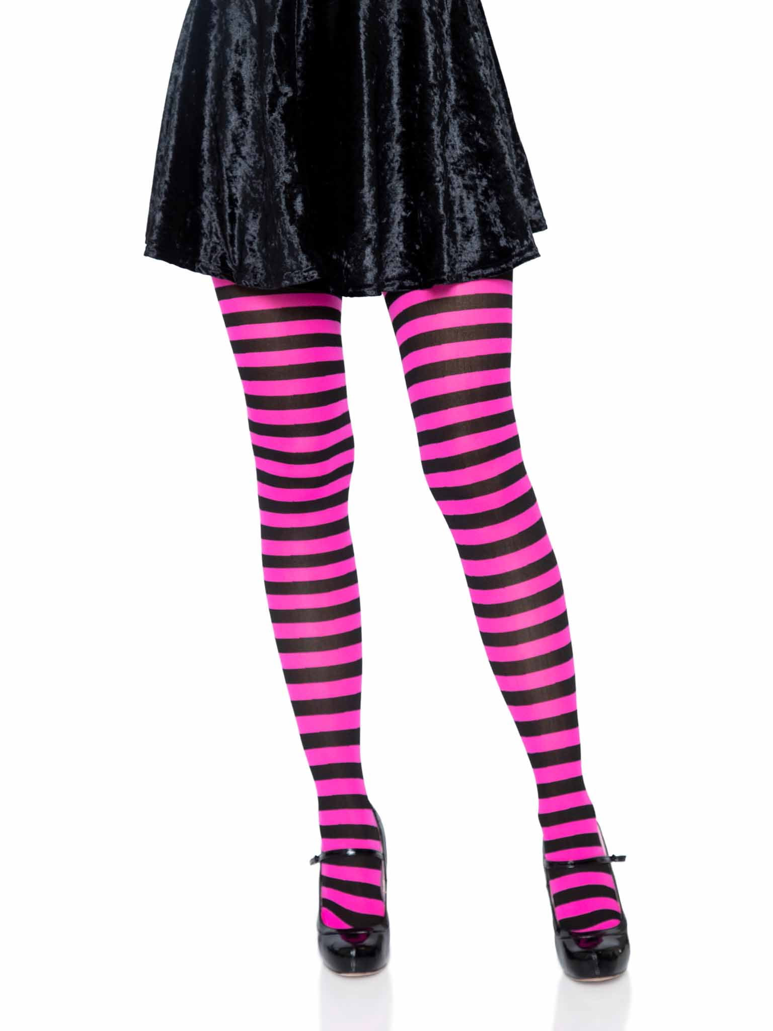 Kids Stripy Tights Neon & Black Kids Stripy Tights Neon & Black