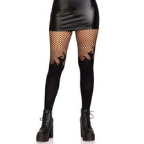 Leg Avenue Women's Opaque Flame Tights With FishFishnet Top