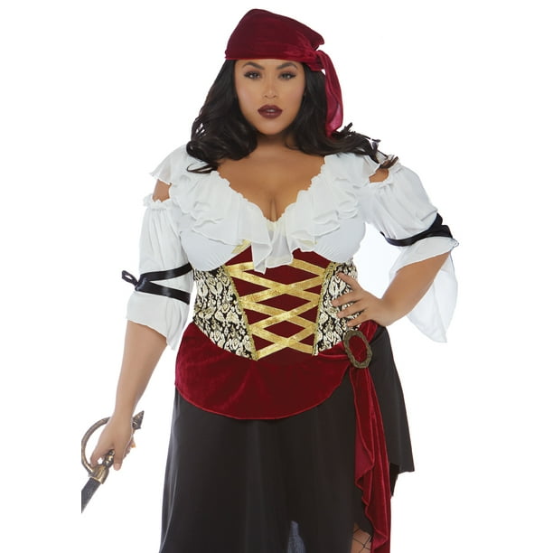 Leg Avenue Women's Plus Size 2 PC Pirate Wench Costume, Multi, 3X4X