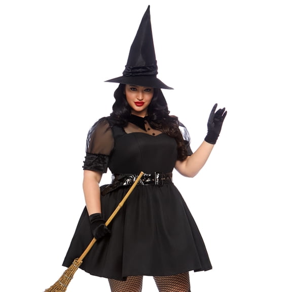 Leg Avenue Women's Plus Size Classic Bewitching Witch Costume, 1X-2X, Black