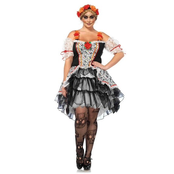 Leg Avenue Women's Plus Size Day of the Dead Sugar Skull Costume