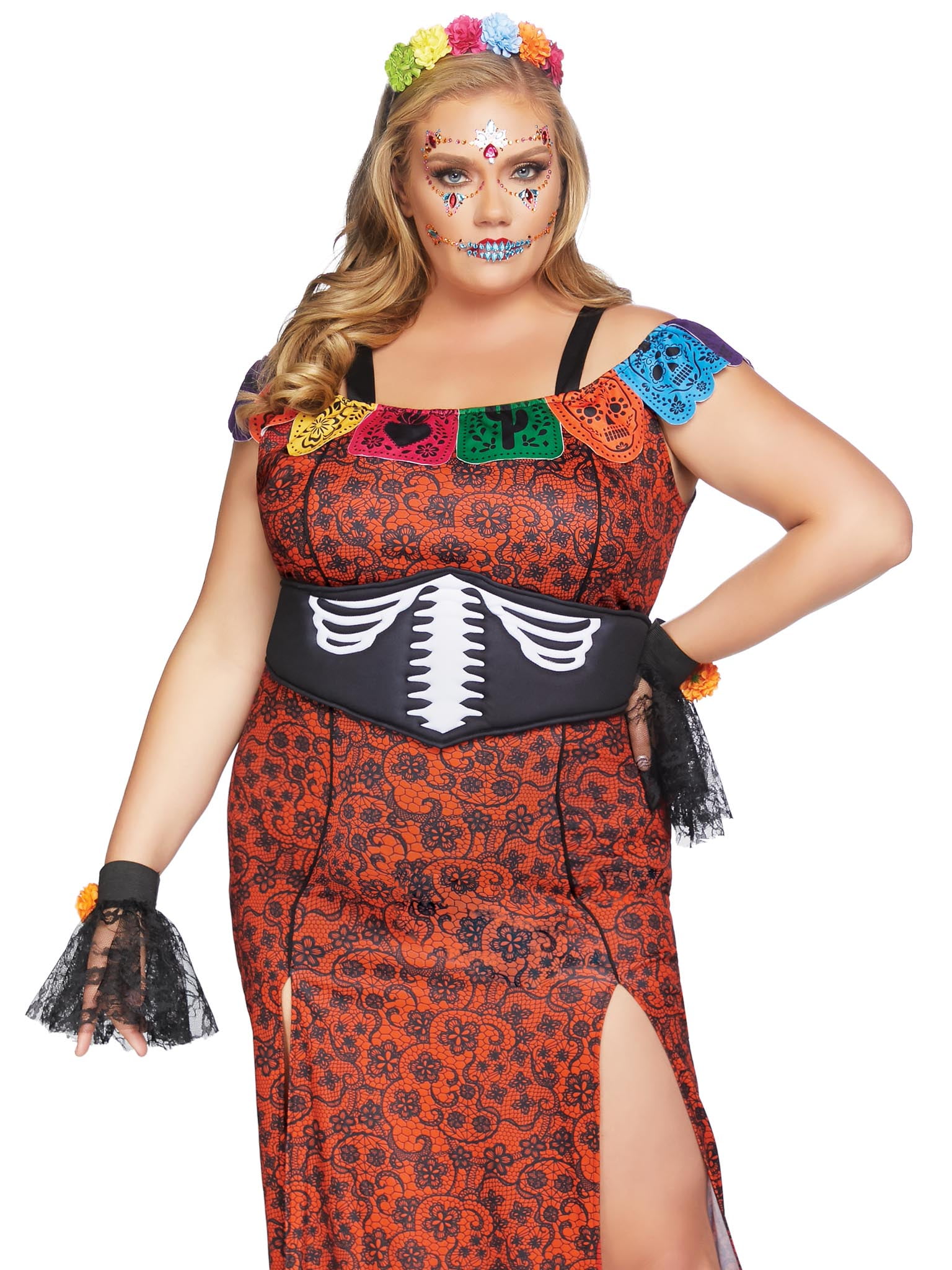 Leg Avenue Women's Plus Size Deluxe Day of The Dead Beauty Costume