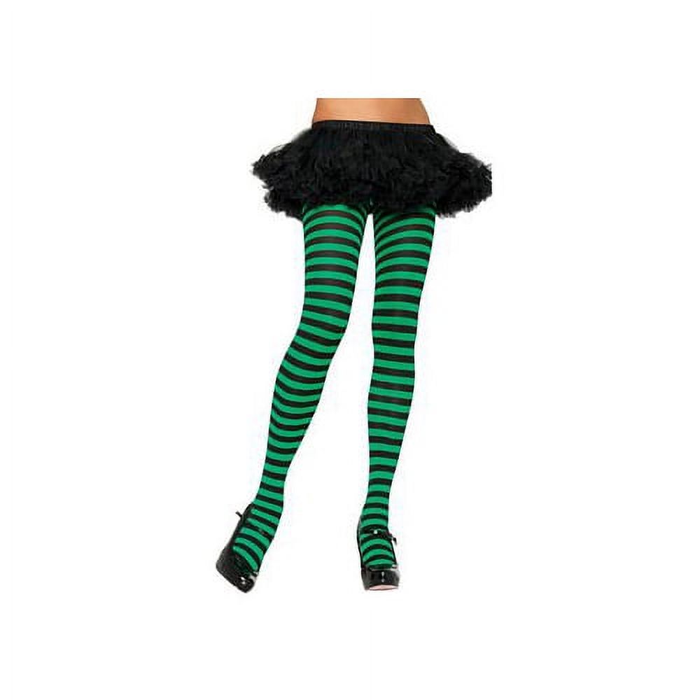 Collant Rayé Nylon Leg Avenue - Taille Unique Noir Rouge