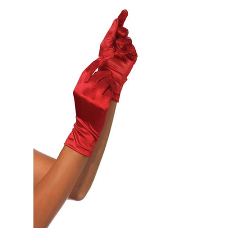Women's Satin Wrist Length Warmers, Red, One Size