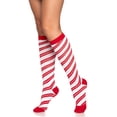 thumbnail image 1 of Leg Avenue Women's Shimmery Candy Cane Knee Socks, 1 of 4