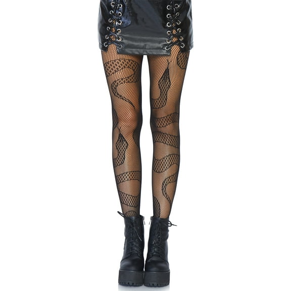 Leg Avenue Women's Snake Fishnet Tights, Black, One Size