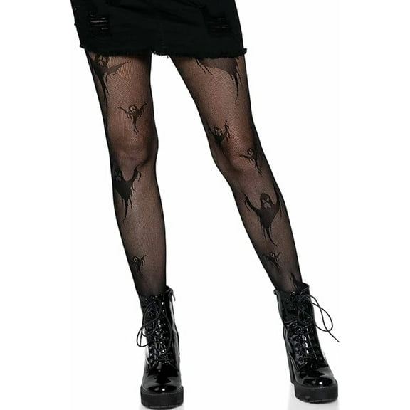 Leg Avenue Women's Spooky ghost fishnet tights