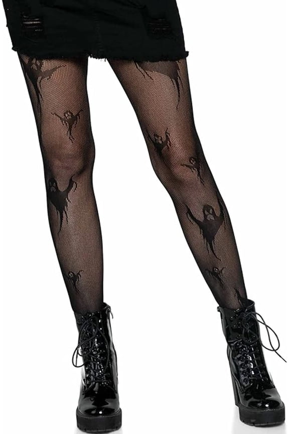 Women's Spooky ghost fishnet tights