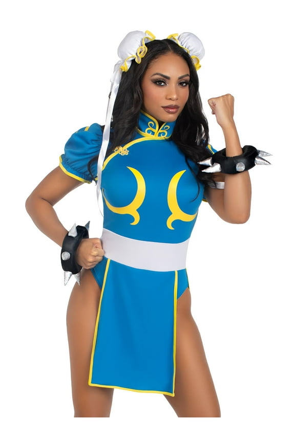Women's Street Fighter Chun-Li Costume, Blue, Medium/Large