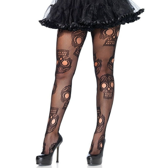 Leg Avenue Women's Sugar Skull Pantyhose, Black, One Size
