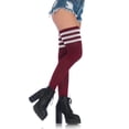 thumbnail image 1 of Leg Avenue Women's Three Striped Athletic Ribbed Thigh Highs, 1 of 2