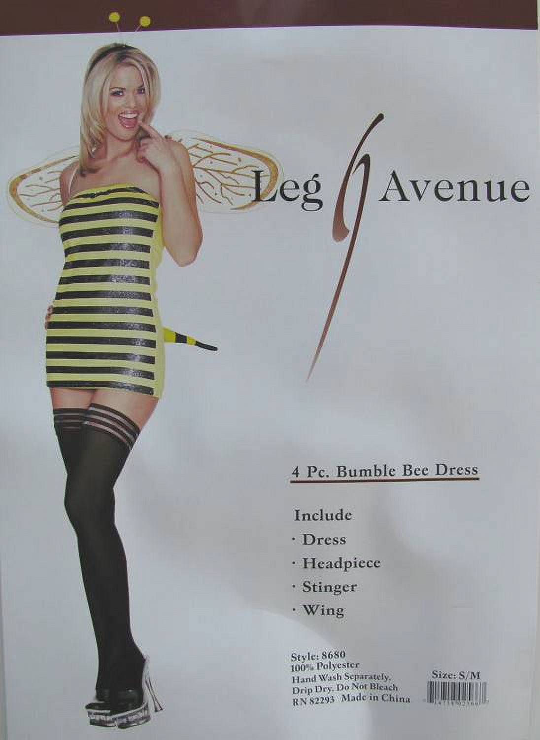 Leg Avenue Womens 'Bumble Bee Dress' Halloween Costume, Black/Yellow, M