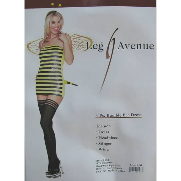 Leg Avenue Womens 'Bumble Bee Dress' Halloween Costume, Black/Yellow, M/L