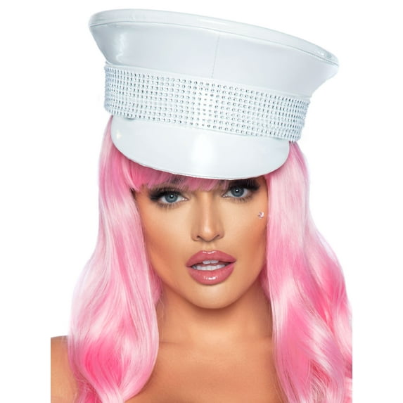 Leg Avenue Womens Costume Festival Rhinestone Trimmed Military Hat