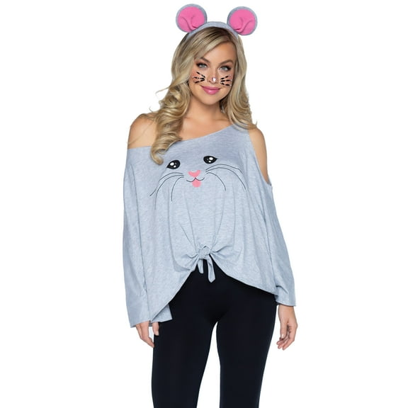 Leg Avenue Womens Halloween Costume Mouse T Shirt Poncho Set