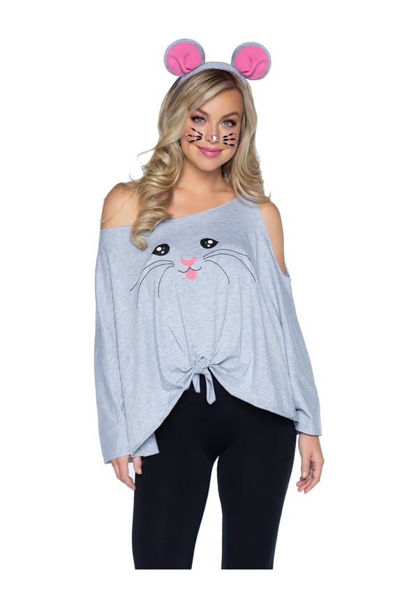 Womens Halloween Costume Mouse T Shirt Poncho Set