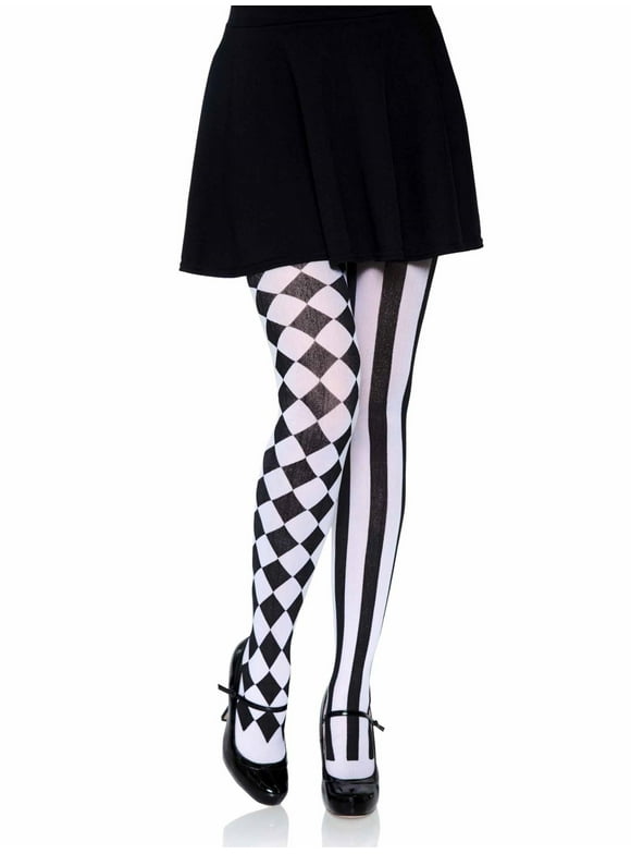 Leg Avenue Womens Harlequin Tights, Black/White, One Size