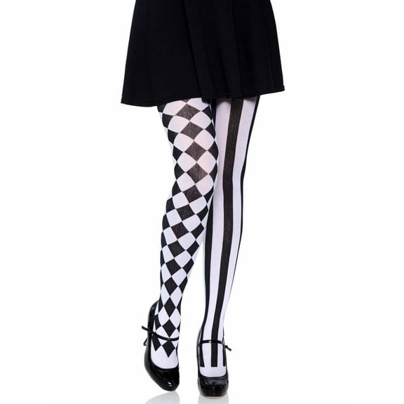 Leg Avenue Womens Harlequin Tights, Black/White, One Size