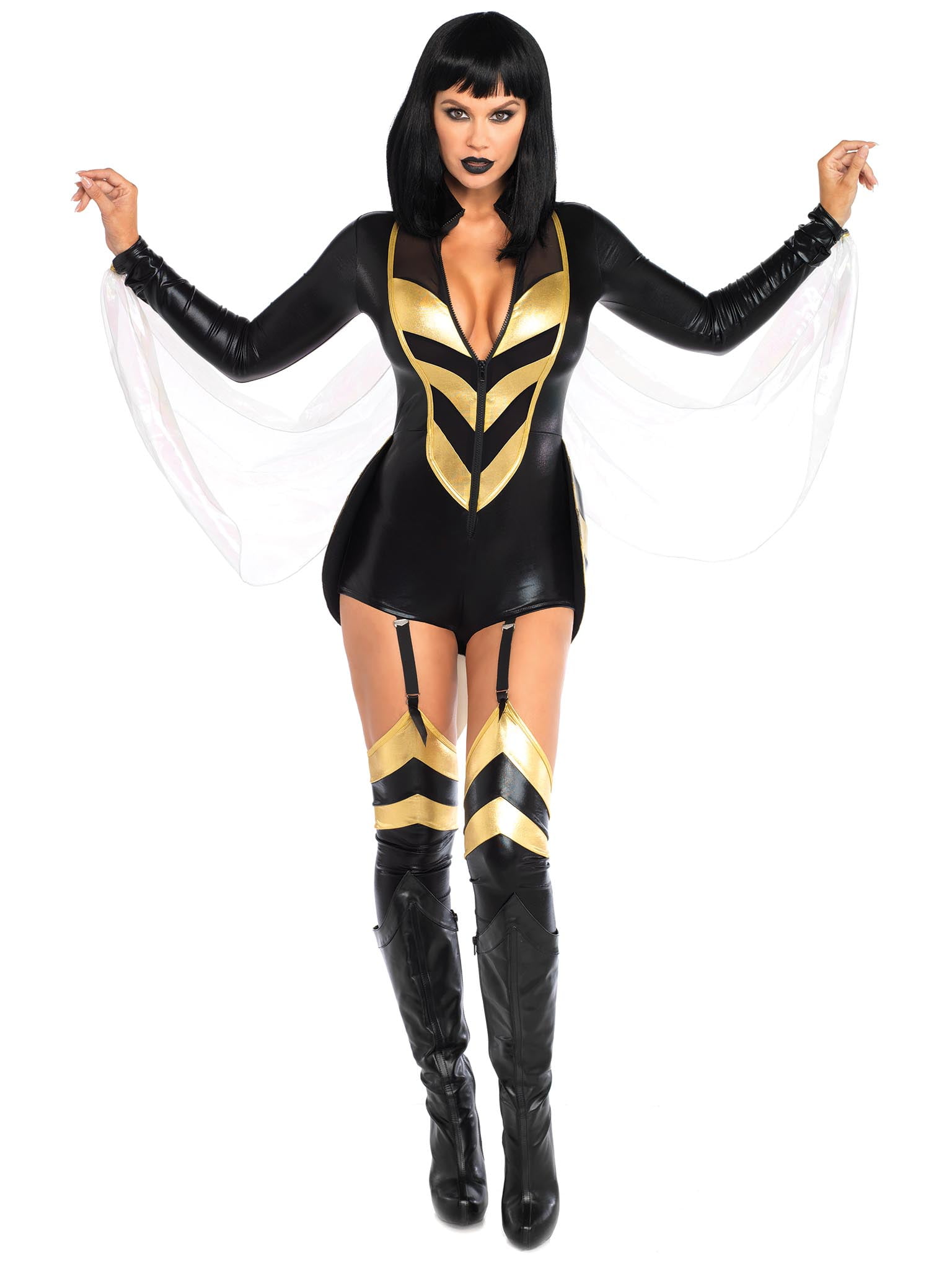 Leg Avenue Womens Hornet Honey Halloween Costume, Large, Black/Gold
