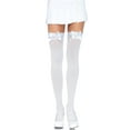 thumbnail image 1 of Leg Avenue Womens Plus Size Satin Bow Accent Thigh Highs, White, Plus Size, 1 of 3