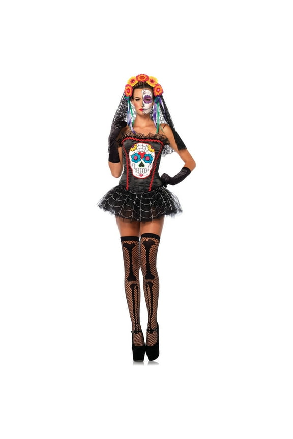 Womens Sugar Skull Bustier Costume Accessory
