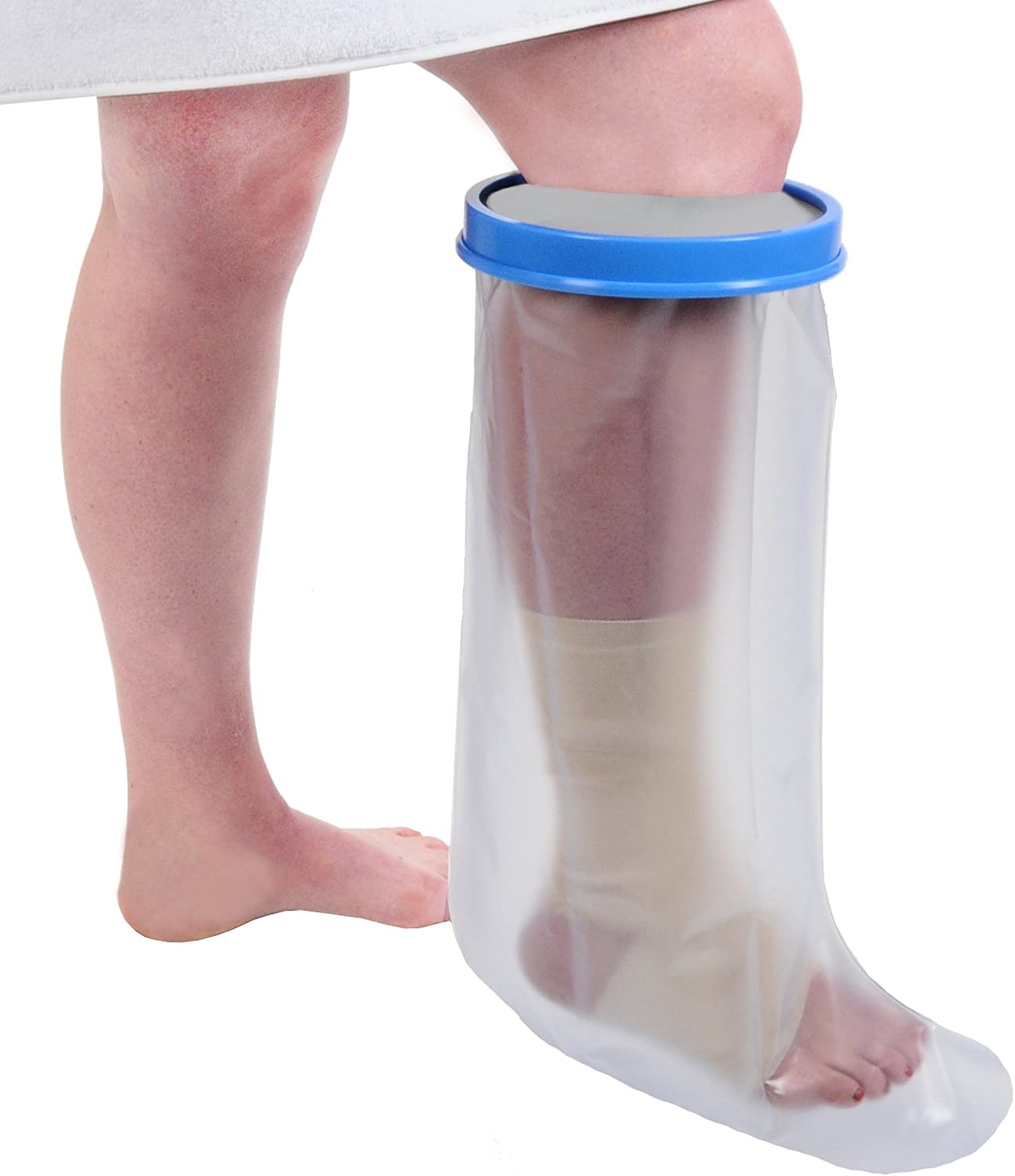 Leg Cast Cover for Shower use. Waterproof protector for lower leg injuries, wound covering and