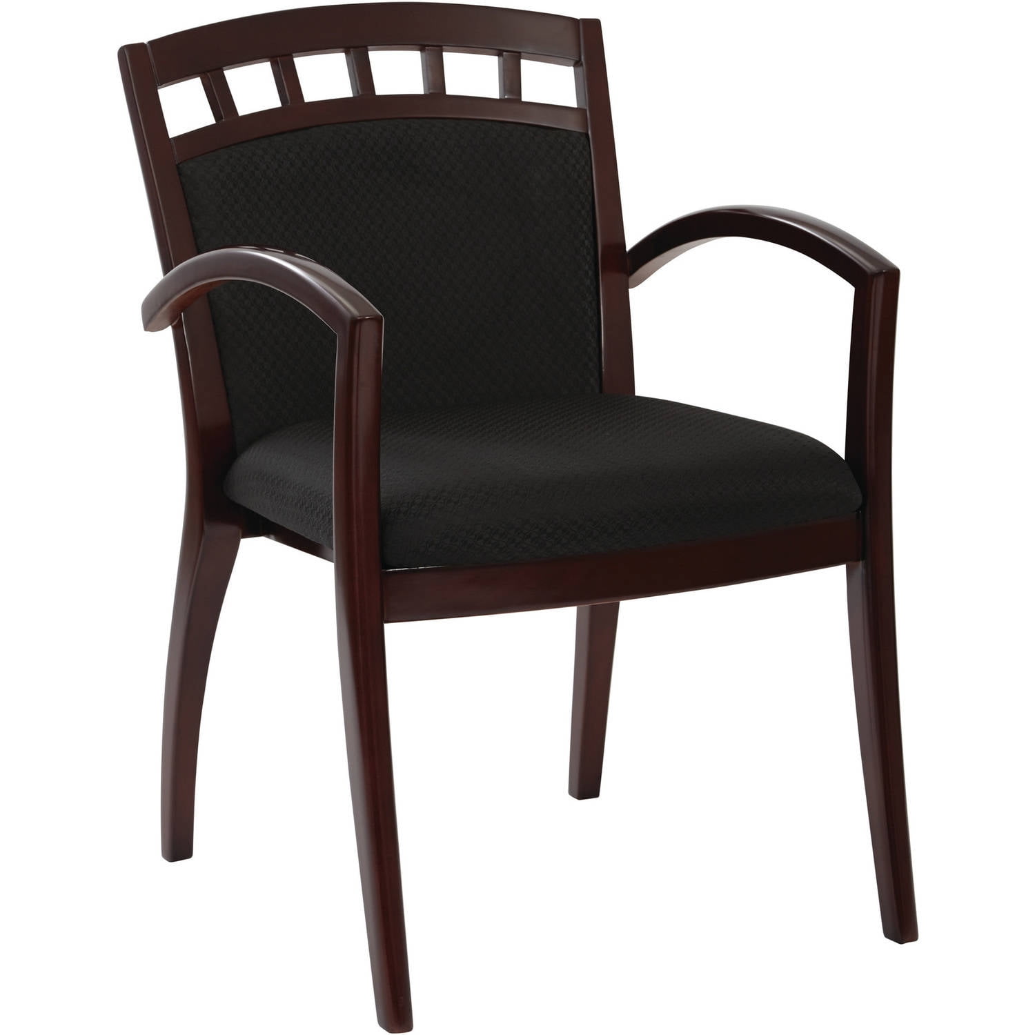 Leg Chair With Upholstered Back & Satin Mahogany Finish