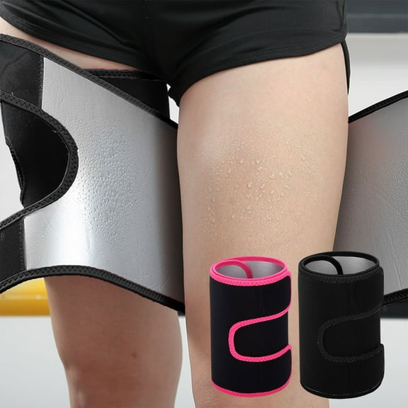 Leg Compression Bands | Thigh Guard Wraps | Non-Slip Neoprene Sweat Slimming Sleeves for Running Cycling Fitness | Adjustable Support | 2 Pack | 24.41 x 7.87 in | Unisex | Multicolor