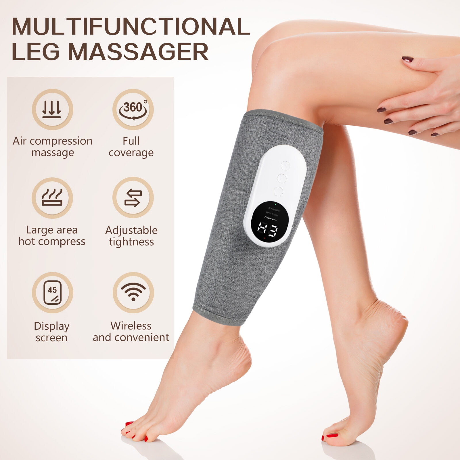 Leg Compression Sleeve Air Compression Calf Massager Pain Relieve High Frequency Heating Adjustable Leg Massaging Wrap with Heat 3 Modes Walmart