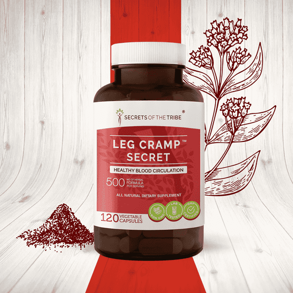 Secrets of the Tribe Leg Cramp Secret Capsules Dietary Supplement, Natural Herb Blend, Made from Cinchona Bark 120 Count