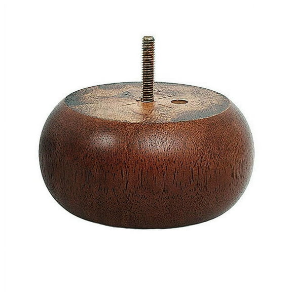 Leg Daddy 2-7/16" Oak Finish Round Bun Wooden Sofa Leg, Set of 2